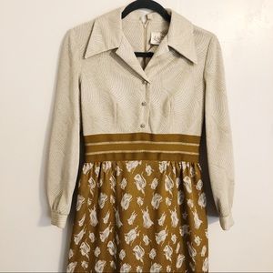 Vintage Cream and Mustard Maxi